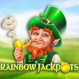 Rainbow Jackpots slot logo by Red Tiger Gaming at Tikitaka Casino
